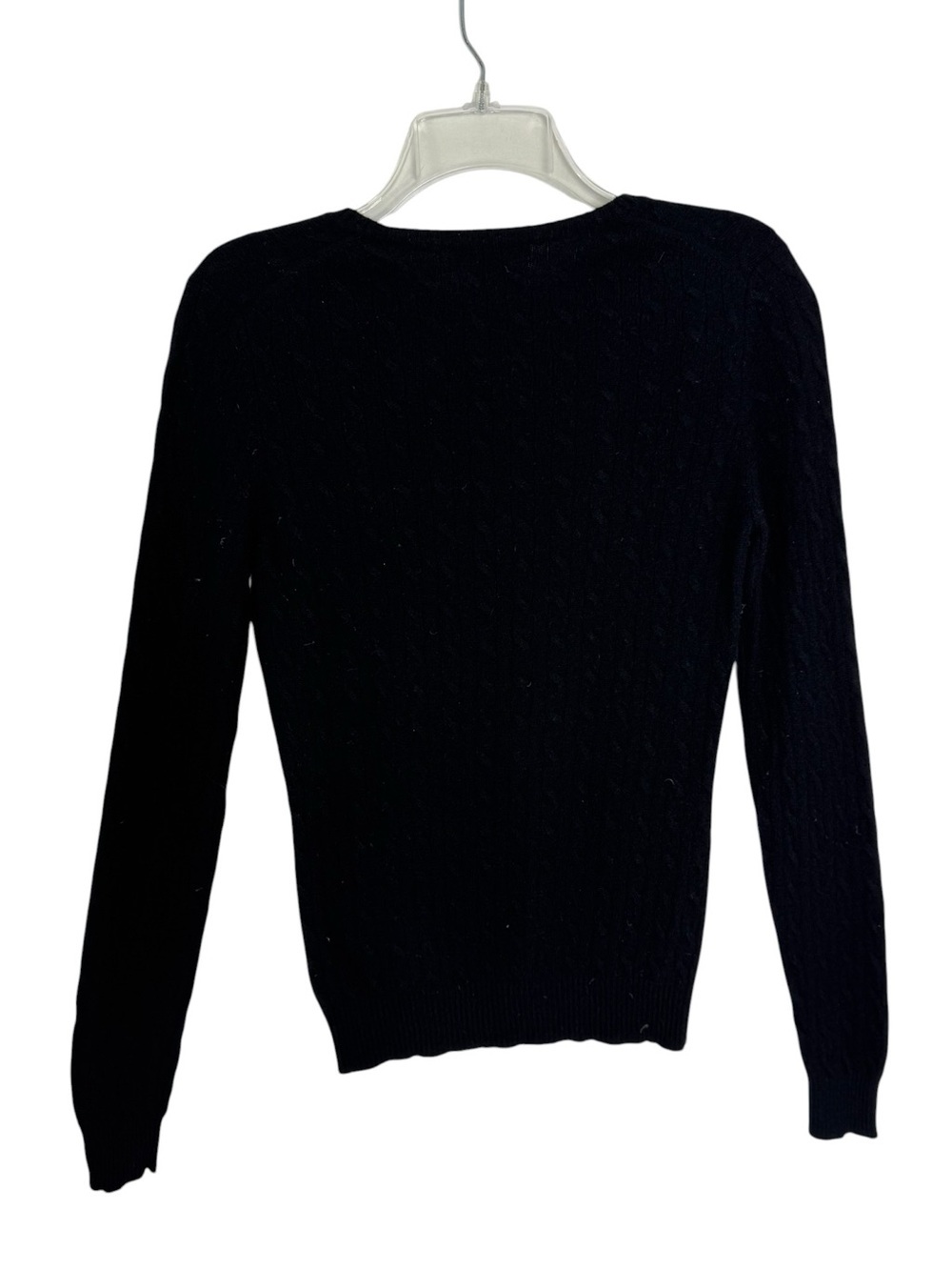 Vintage Tweeds 100% Cashmere Cable Knit Crewneck Sweater Black Size S - Picture 4 of 6